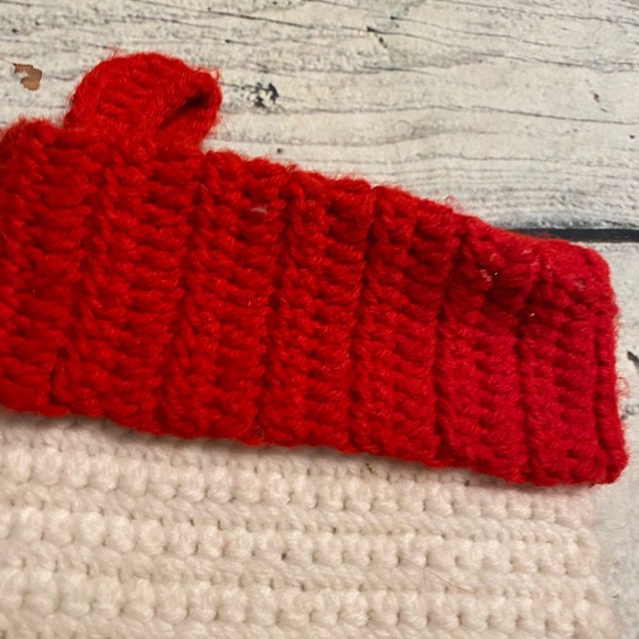 Vintage Christmas snowflake & tree pattern knitted stocking. - Picture 3 of 7